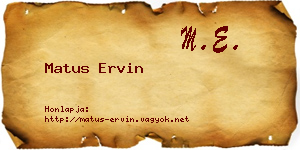 Matus Ervin névjegykártya